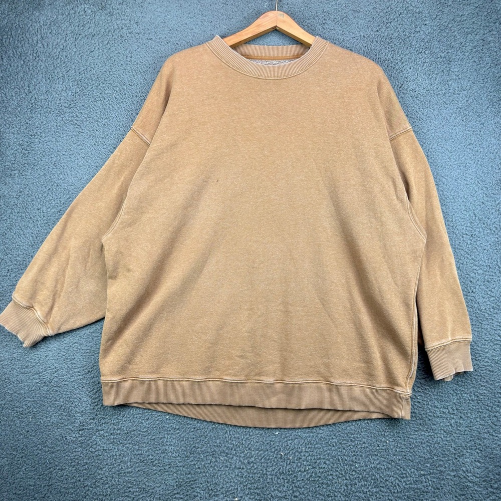American Eagle Mens L Brown Sherpa Lined Oversized Crewneck Sweatshirt Jegging